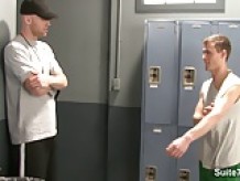 Naughty jocks fucking in locker room