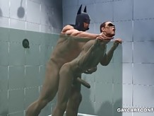 3D Robin es follada duro analmente en la ducha por Batman